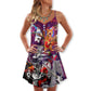 Funny Rocker Cat Style – Women's Summer Sleeveless V-Neck Camisole Dress