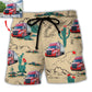 Semi-Truck Desert Cactus Custom Photo - Beach Short