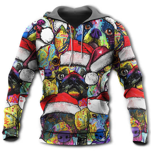 Christmas Dog Colorful Art With Love - Hoodie