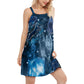 Blue Neon Cat Love – Women's Summer Sleeveless V-Neck Camisole Dress