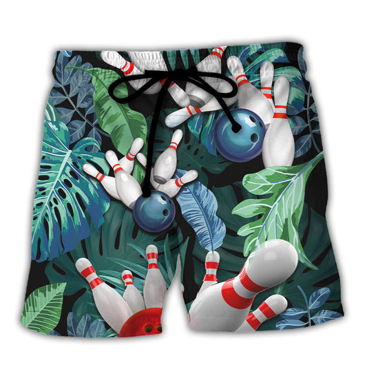 Bowling Tropical Leaf Happy Style – Beach Short