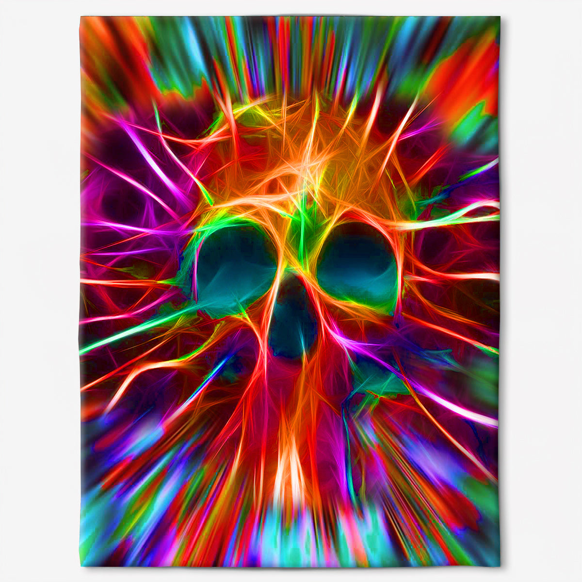 Skull Rainbow Color Love 50 x 60 Inch Flannel Blanket For Cozy Bedroom And Sofa Decor