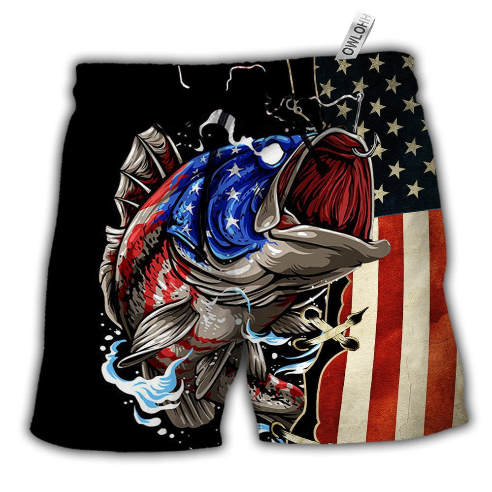 Beach Short / Adults / S Fishing Independence Day - Beach Short - Owls Matrix LTD