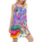 Hippie Planet Peace Colorful Life – Women's Summer Sleeveless V-Neck Camisole Dress