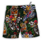 Beach Short / Adults / S Wine I Like Rum And Mountain Biking - Beach Short - Owls Matrix LTD