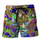 Hippie Mushroom Peace Colorful Life - Beach Short