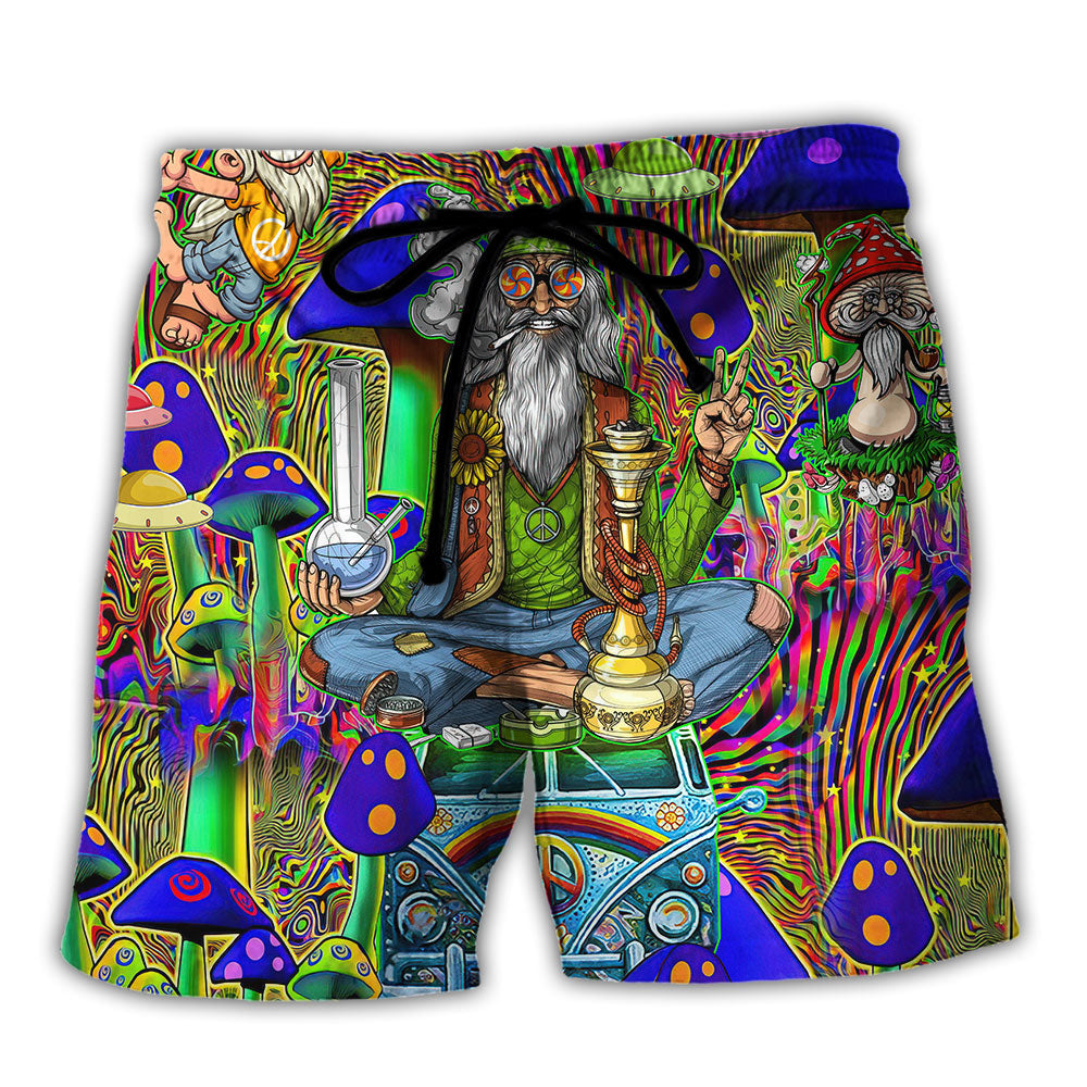 Hippie Mushroom Peace Colorful Life - Beach Short