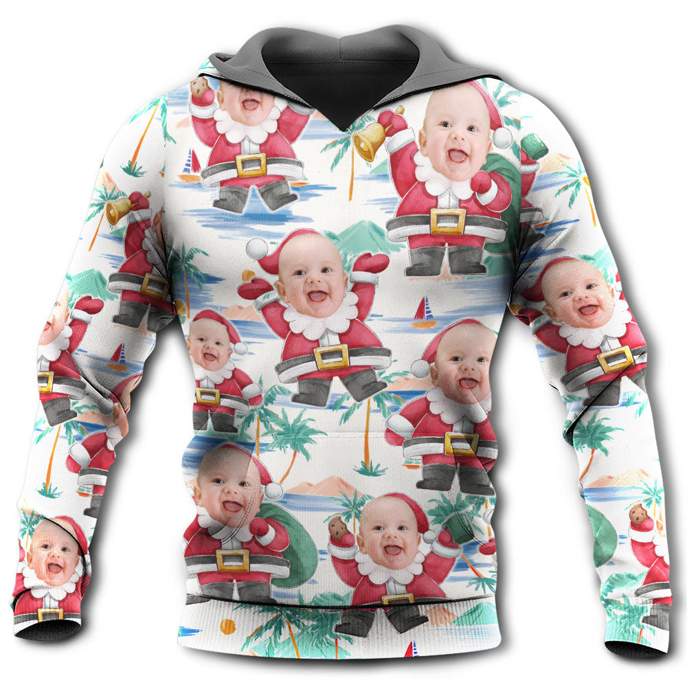 Christmas Santa Summer Beach Custom Photo - Hoodie