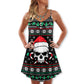 Christmas Skull Santa Hat Candy – Women's Summer Sleeveless V-Neck Camisole Dress