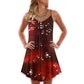 Music Notes Blurry Lights Dark Red – Women's Summer Sleeveless V-Neck Camisole Dress