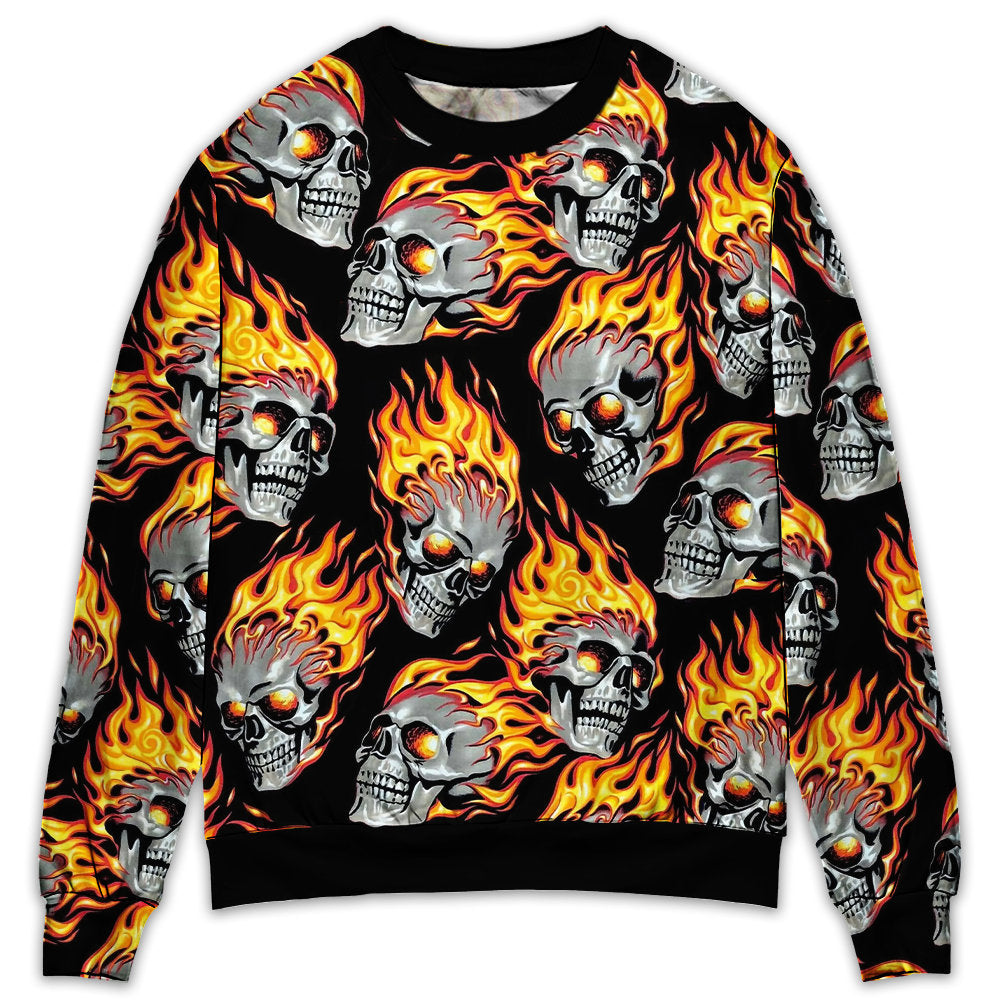 Skull Cool Fire Art Style – Sweater - Ugly Christmas Sweater
