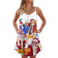 Christmas Santa Dancing Star – Women's Summer Sleeveless V-Neck Camisole Dress