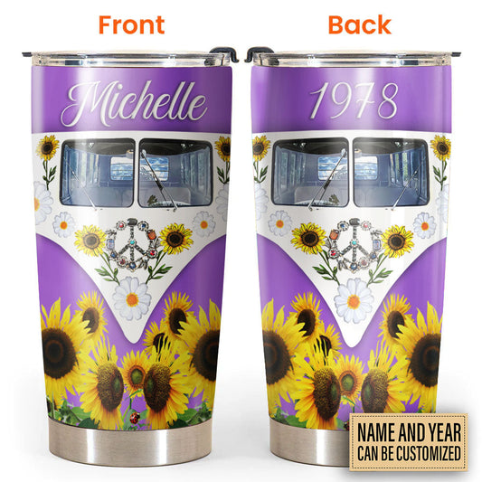 Hippie Van Purple With Sunflower Personalized 20 Oz Tumbler