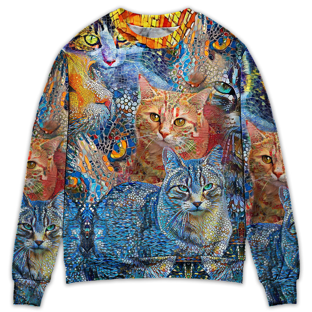 Amazing Cat Mosaic Art Style – Sweater - Ugly Christmas Sweater