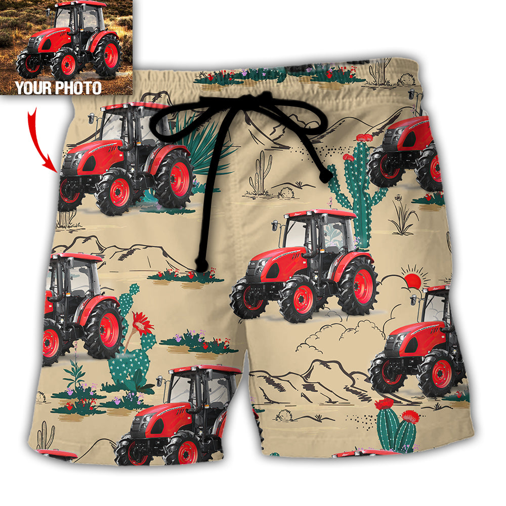 Tractor Desert Adventure Custom Photo - Beach Short