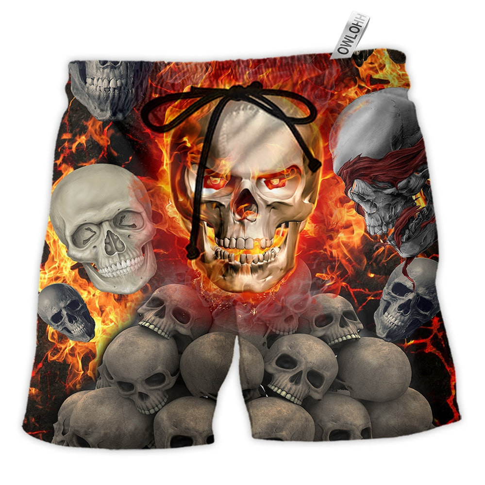 Beach Short / Adults / S Skull Lava On Fire - Beach Short - Owls Matrix LTD