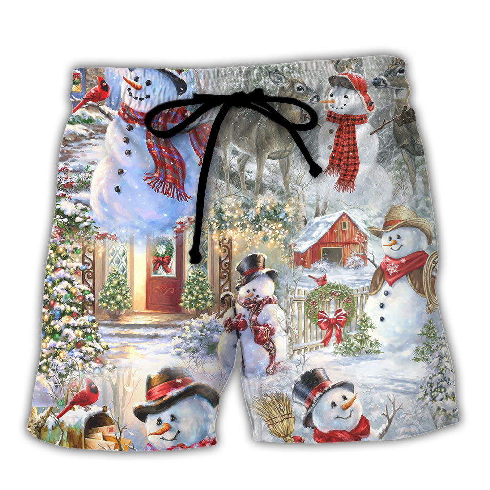 Christmas Snowman “Merry Xmas” Style – Beach Short