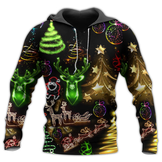 Christmas Tree Snowman Neon Cool Art – 3D Hoodie