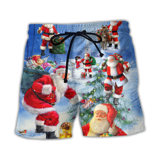 Christmas Santa Coming Night Story Art – Beach Short