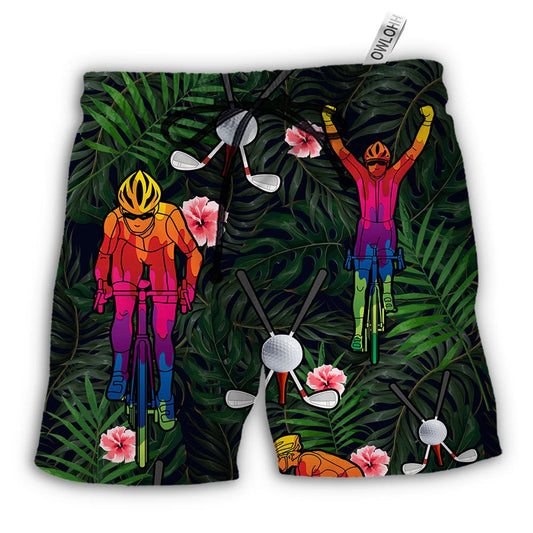 Beach Short / Adults / S Golf I Like Golf And Cycling - Beach Short - Owls Matrix LTD