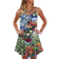 Christmas Gift Train At Wharf – Women's Summer Sleeveless V-Neck Camisole Dress