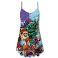 Christmas Skull Scary Holiday – Women's Summer Sleeveless V-Neck Camisole Dress