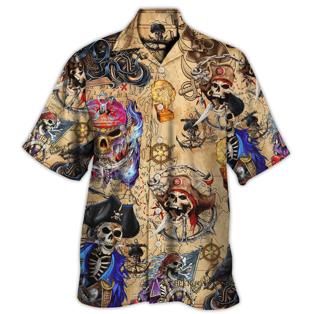 Pirate Skull Treasure Map Adventure Art – Hawaiian Shirt