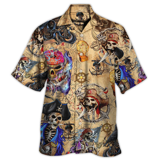 Pirate Skull Treasure Map Adventure Art – Hawaiian Shirt