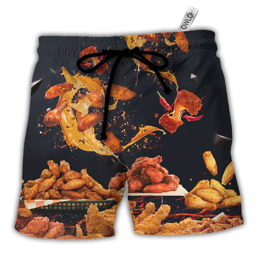 Beach Short / Adults / S Food Chicken Wing Fast Food Delicious - Beach Short - Owls Matrix LTD