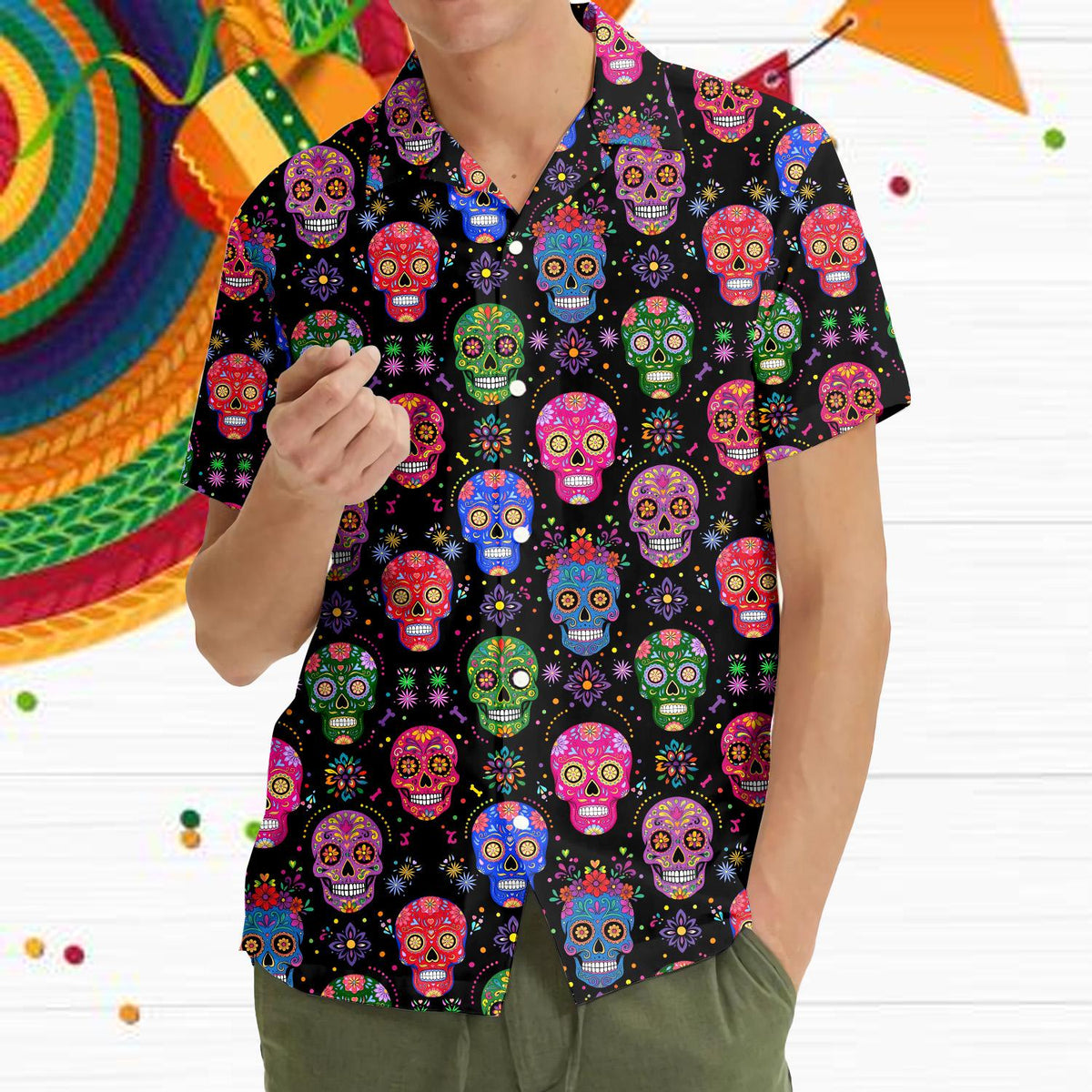 Day Of The Dead Sugar Skull Floral Fiesta – Hawaiian Shirt