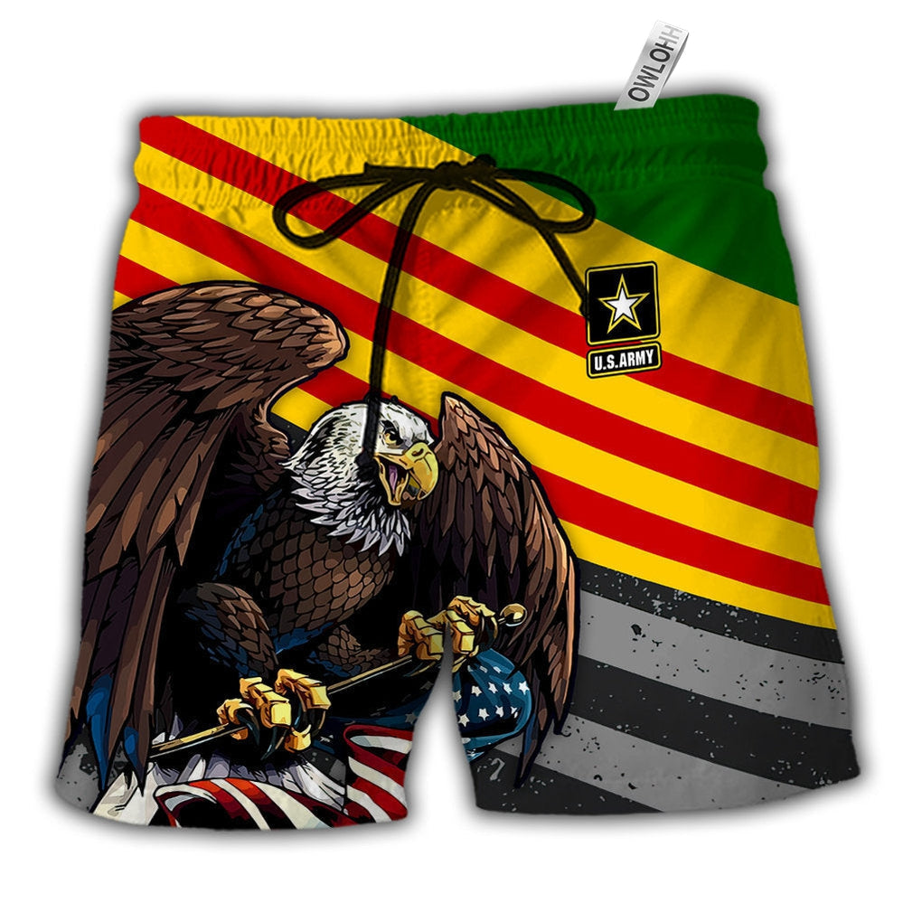 Beach Short / Adults / S Veteran Vietnam Veteran Love Freedom Proud - Beach Short - Owls Matrix LTD