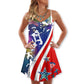 Christmas Patriotic Parachute Jump – Women's Summer Sleeveless V-Neck Camisole Dress