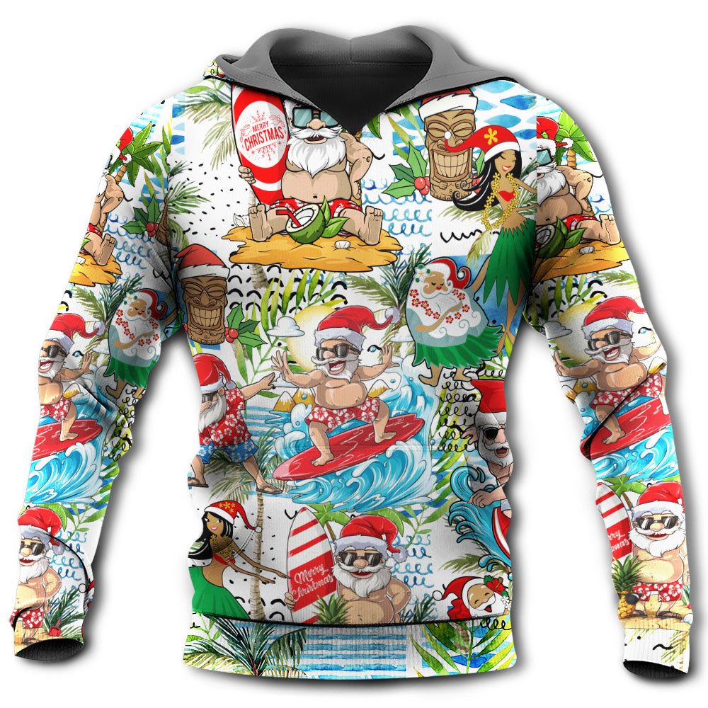 Christmas Santa Aloha Beach Vibe - Hoodie