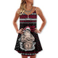Christmas Tattoo Santa Funny – Women's Summer Sleeveless V-Neck Camisole Dress