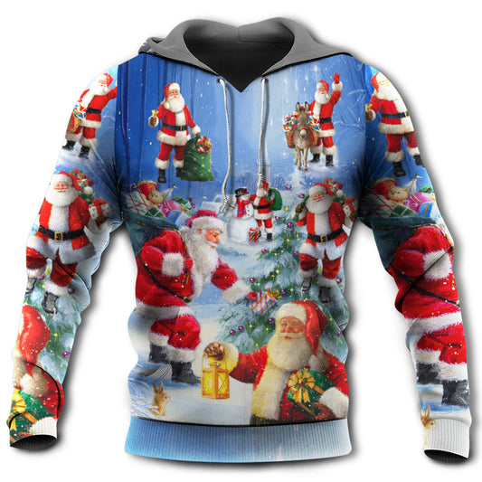 Christmas Santa Claus Coming Night Art Style - Hoodie