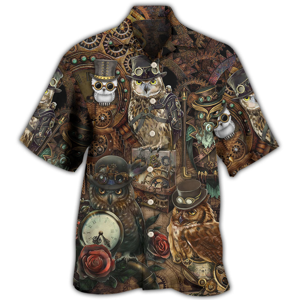 Steampunk Owl Retro Mechanical Art – Hawaiian Shirt