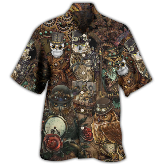 Steampunk Owl Retro Mechanical Art – Hawaiian Shirt