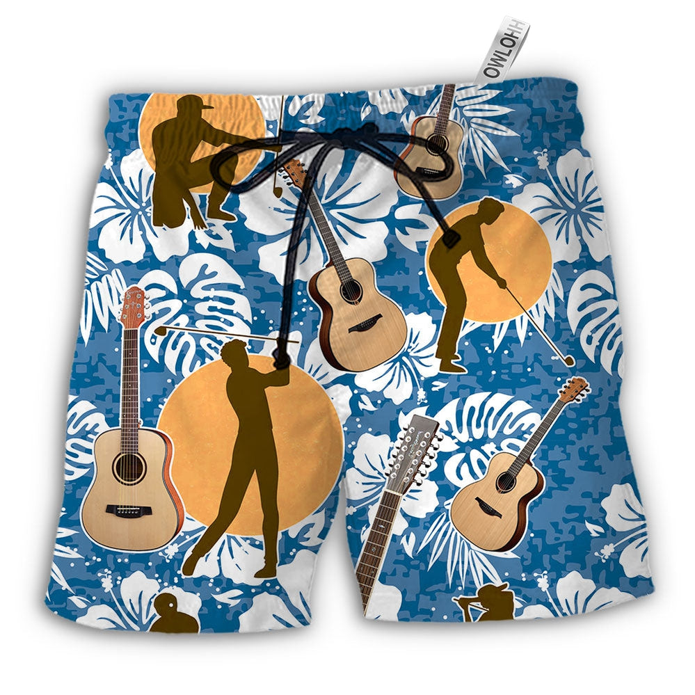 Beach Short / Adults / S Guitar I Like Golf And Guitars - Beach Short - Owls Matrix LTD