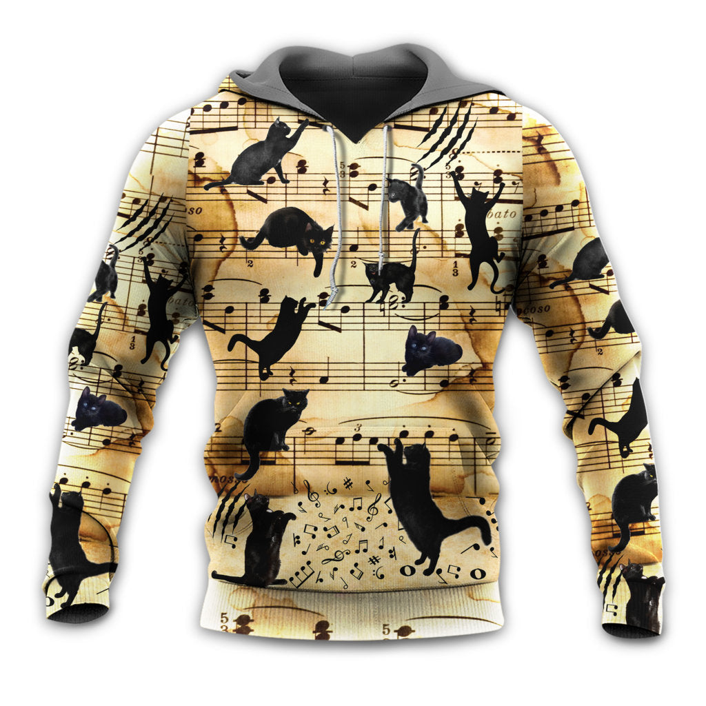 Black Cat Music Note Love Style - Hoodie