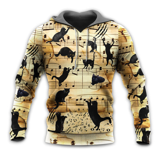 Black Cat Music Note Love Style - Hoodie