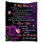 Purple Rose Butterfly Dear Mom Letter 50 x 60 Inch Flannel Blanket For Cozy Bedroom And Sofa Decor