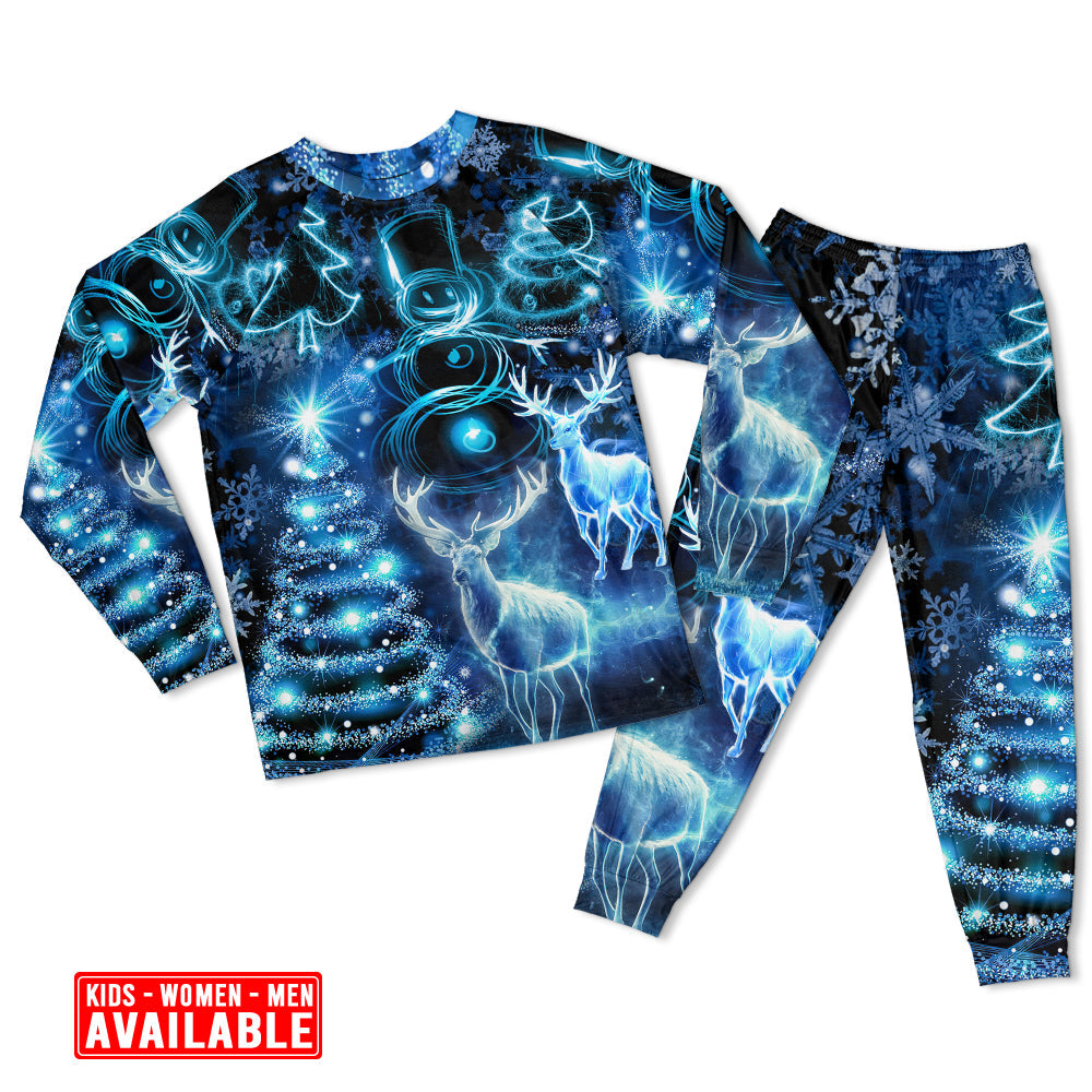 Women / S Christmas Deer Snow Man Tree Glow Light Style - Pajamas Long Sleeve - Owls Matrix LTD