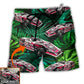 Beach Short / Adults / S Car Dirty Track Racing Tropical Flower Custom Photo - Beach Short - Owls Matrix LTD