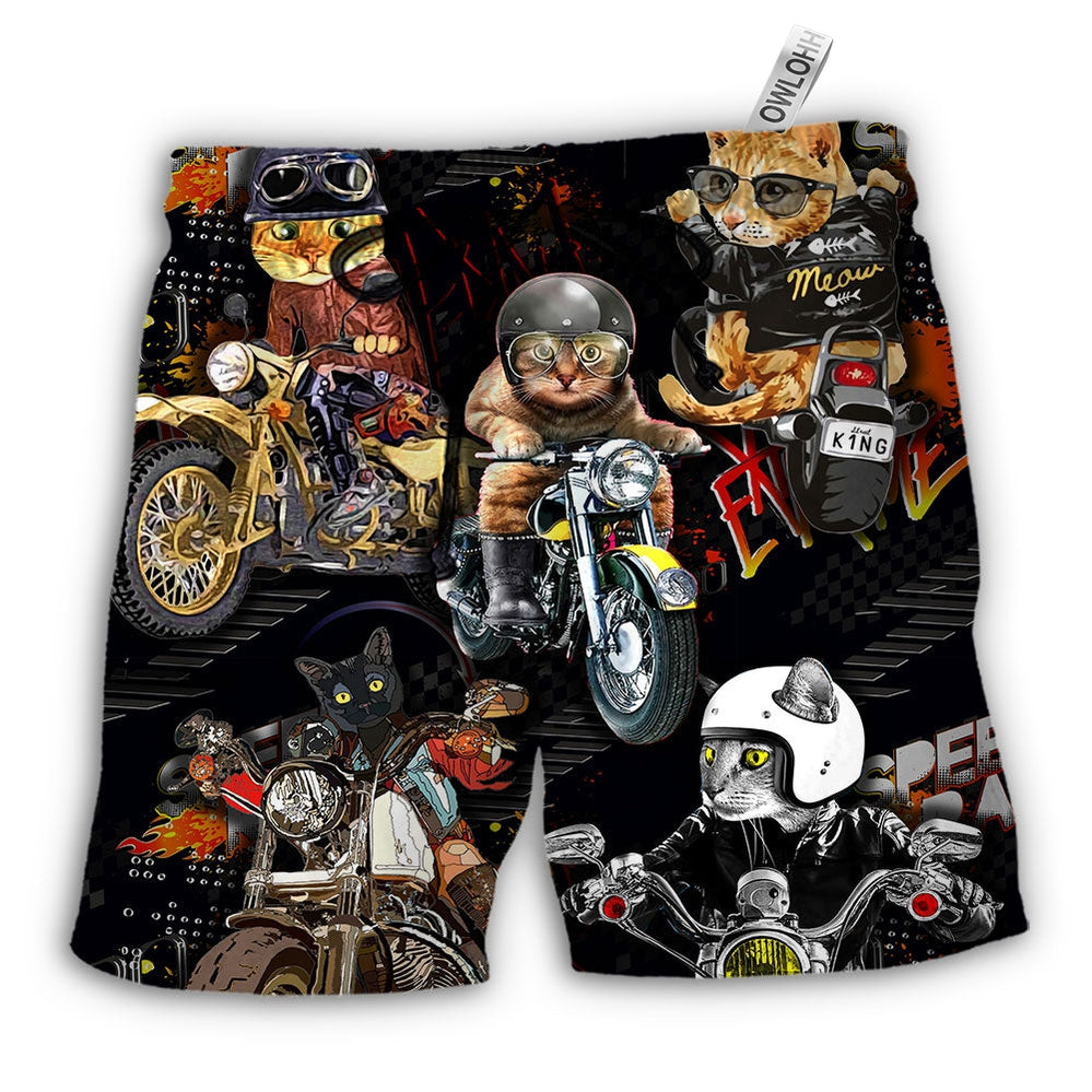 Beach Short / Adults / S Motorcycle I Like Motocycles And Cats - Beach Short - Owls Matrix LTD