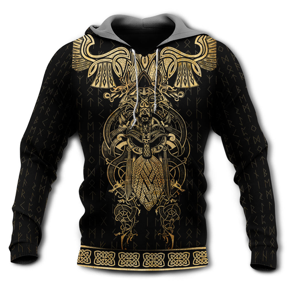 Viking Warrior Raven Yellow Symbol Style - Hoodie