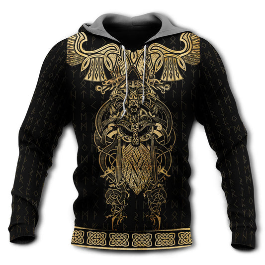 Viking Warrior Raven Yellow Symbol Style - Hoodie