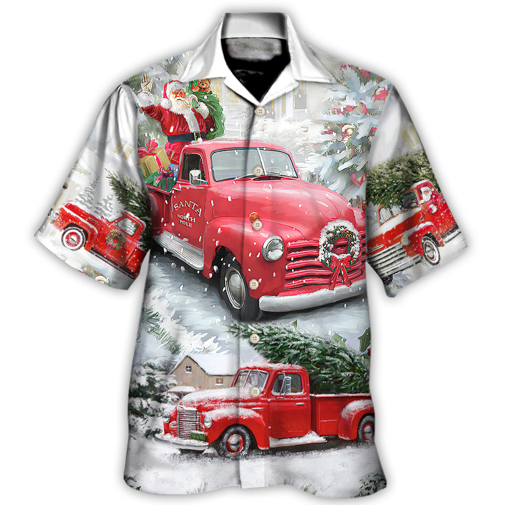 Christmas Santa Red Truck Winter Holiday Art – Hawaiian Shirt