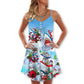 Shark Santa Love Merry Christmas – Women's Summer Sleeveless V-Neck Camisole Dress