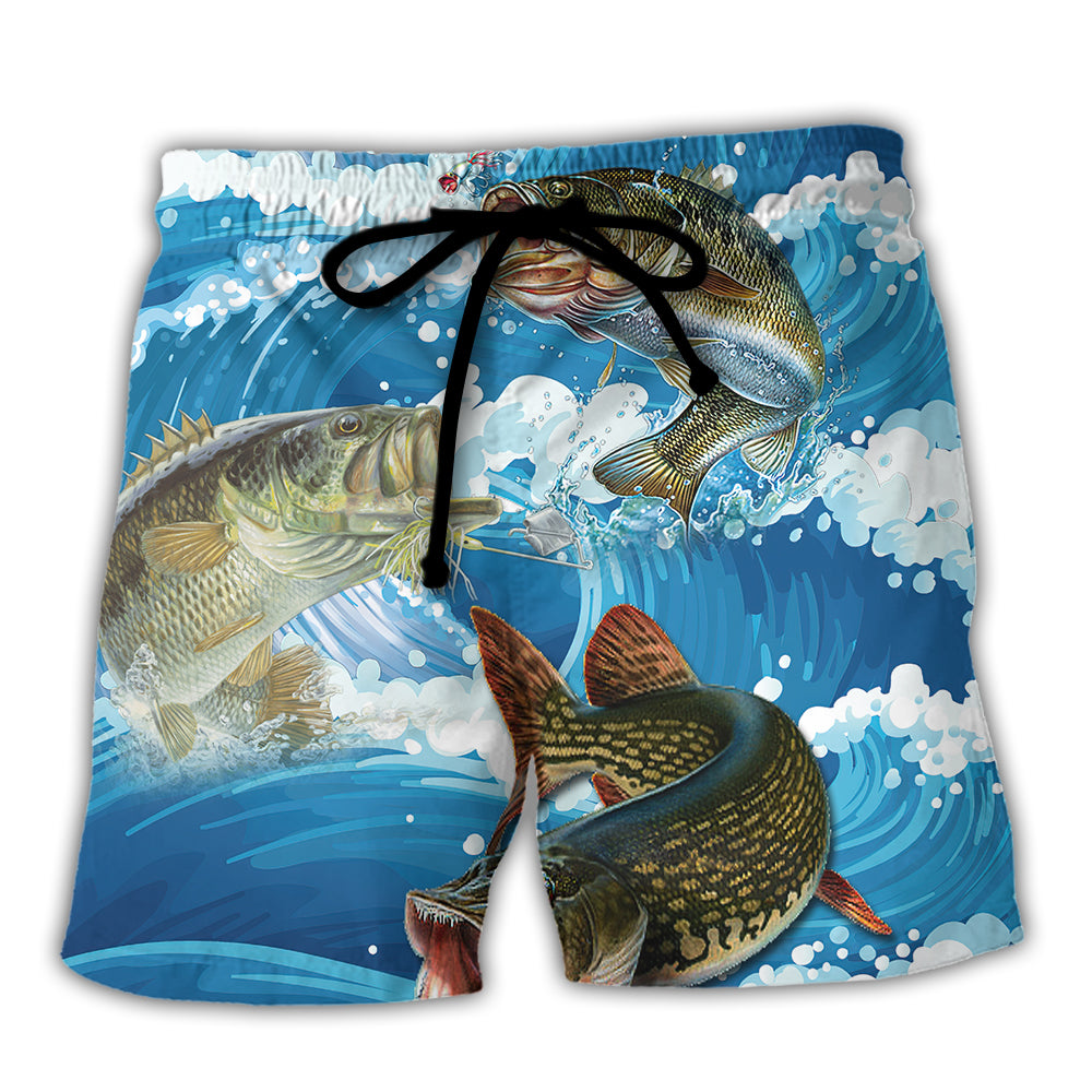 Fishing Blue Wave Ocean Style - Beach Short