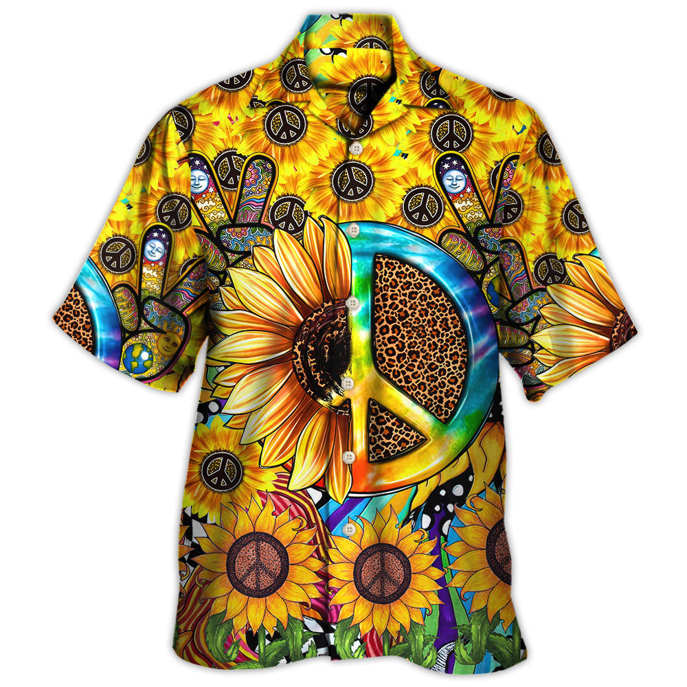 Hippie Sunflowers Peace Sign Style - Hawaiian Shirt
